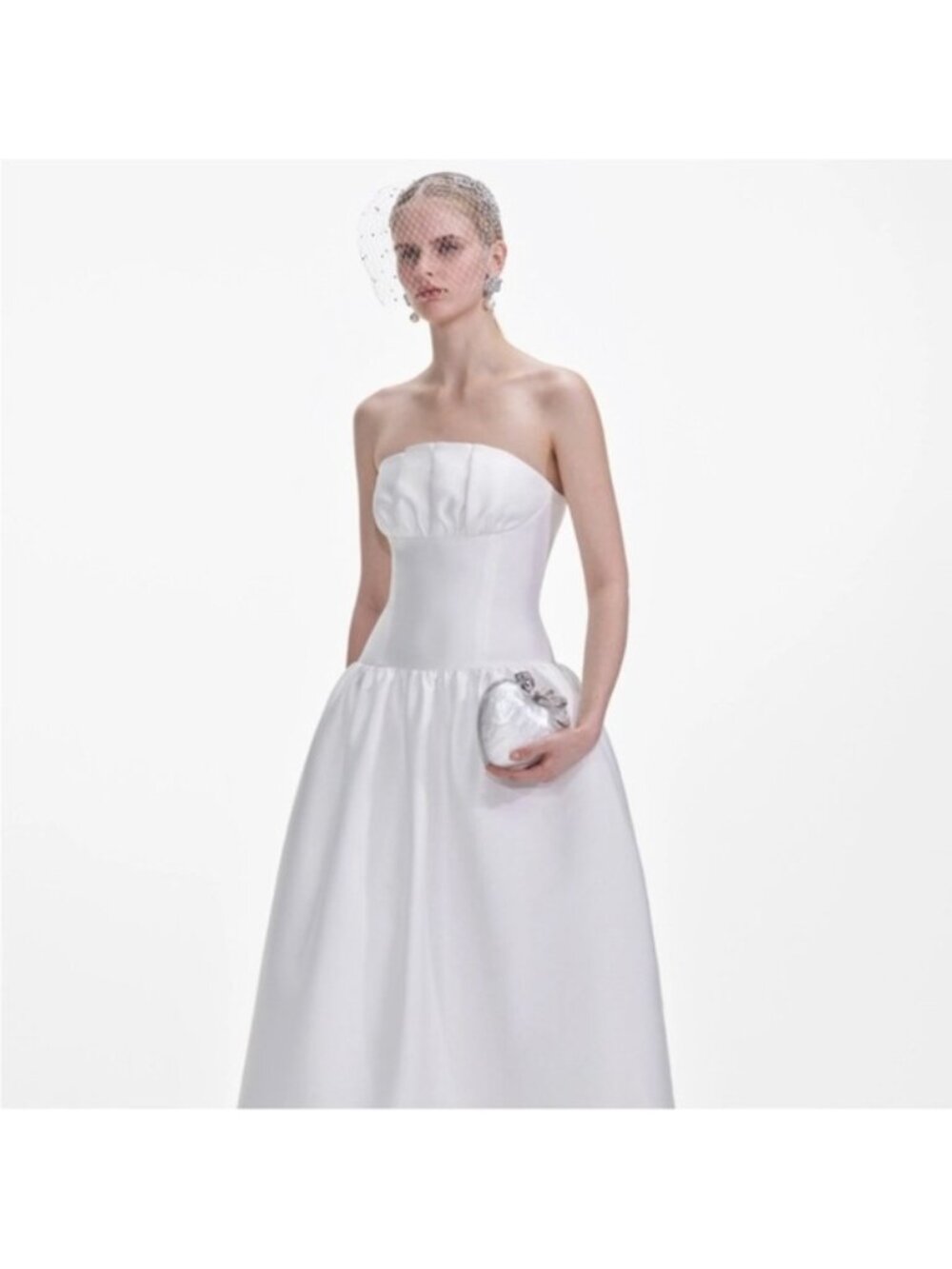 Strapless White Satin Bridal Ball Gown